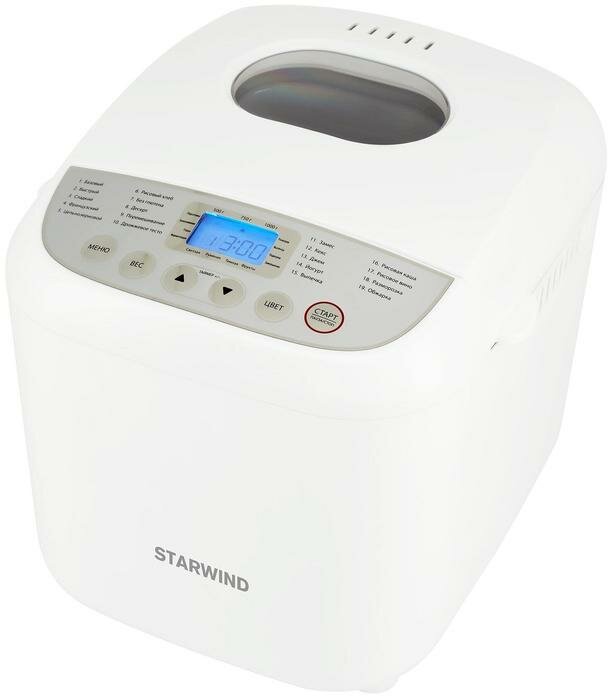 Хлебопечь Starwind SBM2085, 600 Вт, белый
