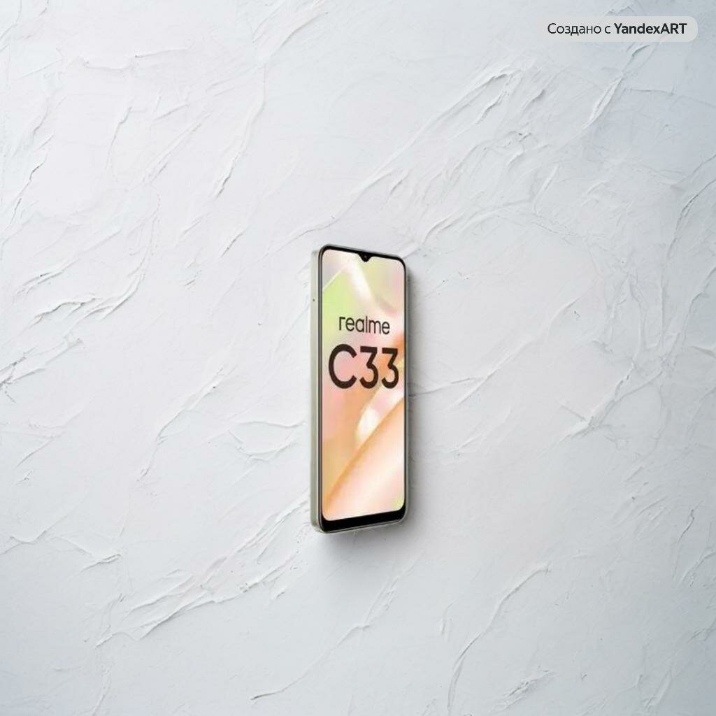 Смартфон Realme C33, Android 12, IPS экран, 128 Гб, 6,5", 50Мп, золотистый