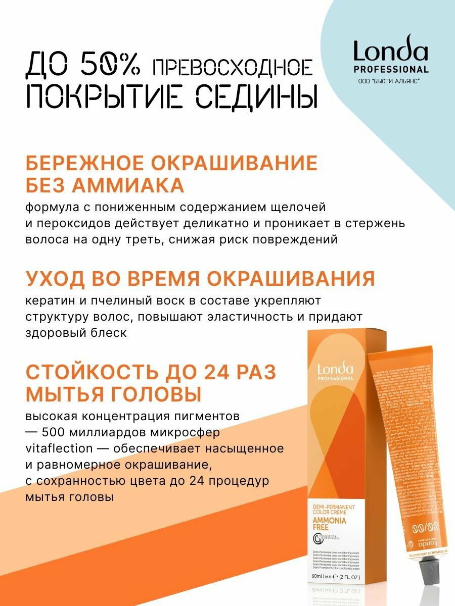 Изображение Интенсивное тонирование для волос Londa Professional 6/71, 60 мл