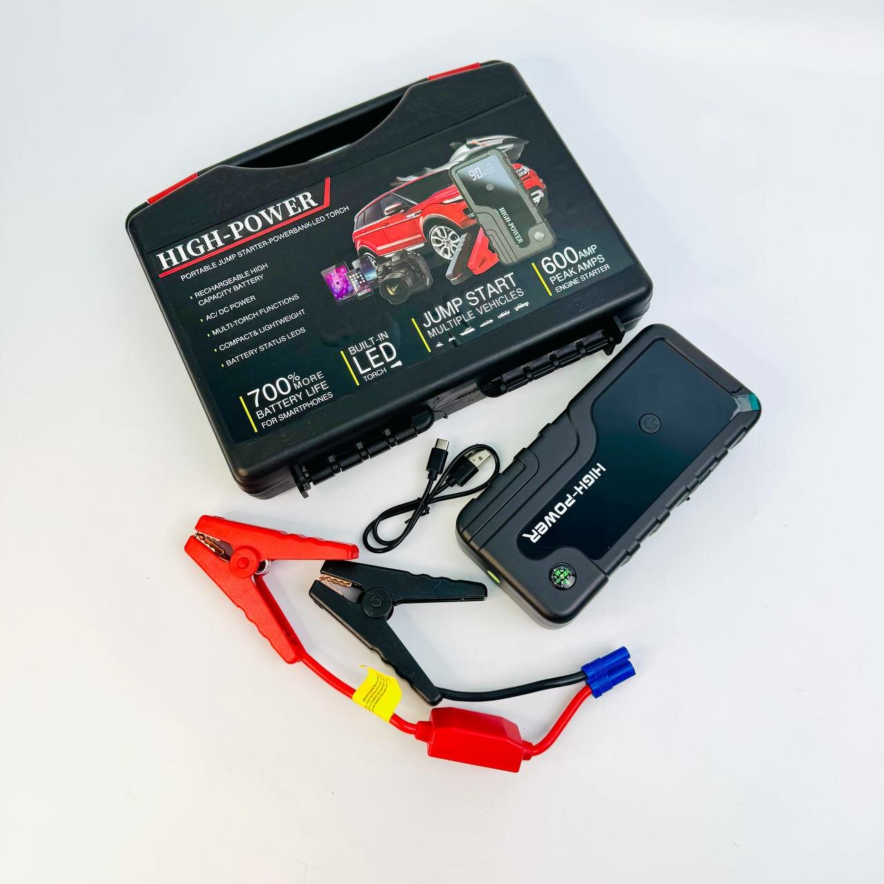 Мощное автомобильное пусковое устройство CY16 и Power Bank 10000 мАч, черный