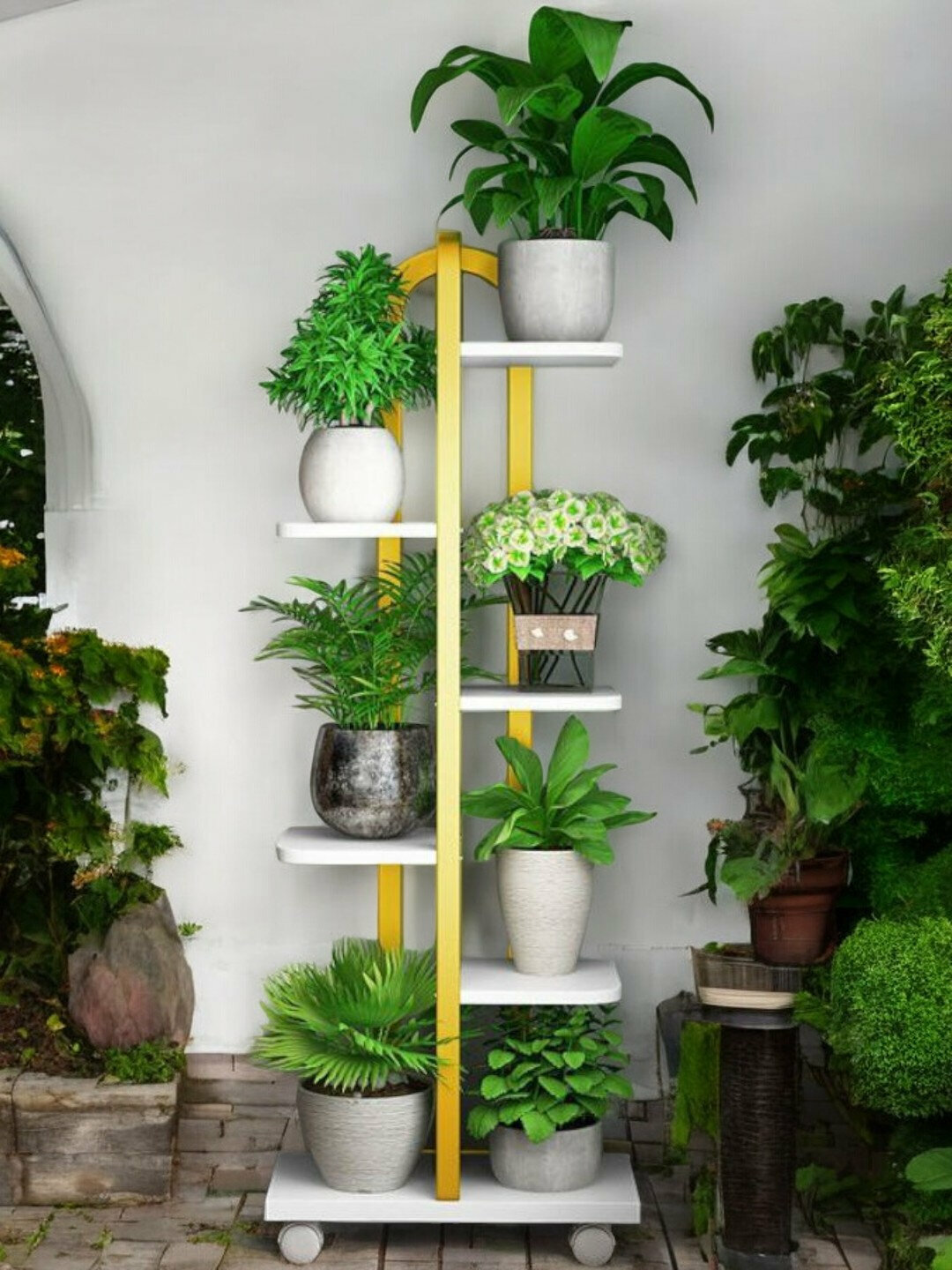 Многослойная металлическая подставка, для цветочных растений, в гостиную