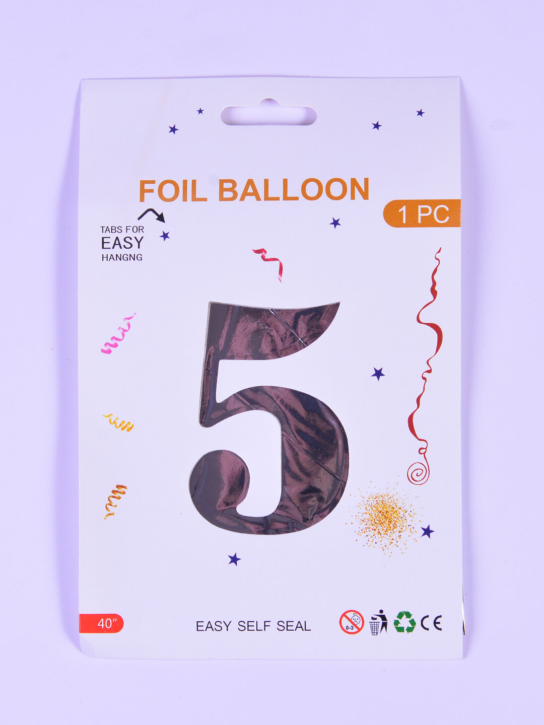 Фольгированный шар, "Цифра 5", серебристый, для праздника, без гелия — фото 1