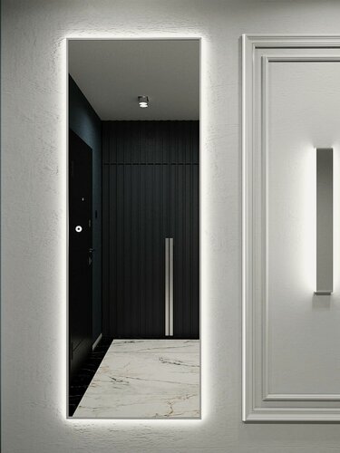 Изображение товара Зеркало настенное 190х70 см. ONE MARKET с подсветкой сенсорное в алюминиевой раме, Серебро