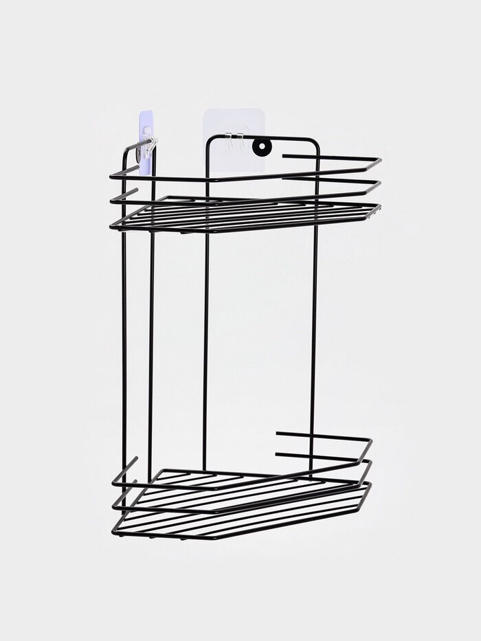 Полка для ванной угловая 2-х ярусная 205*205*315 см цвет черный