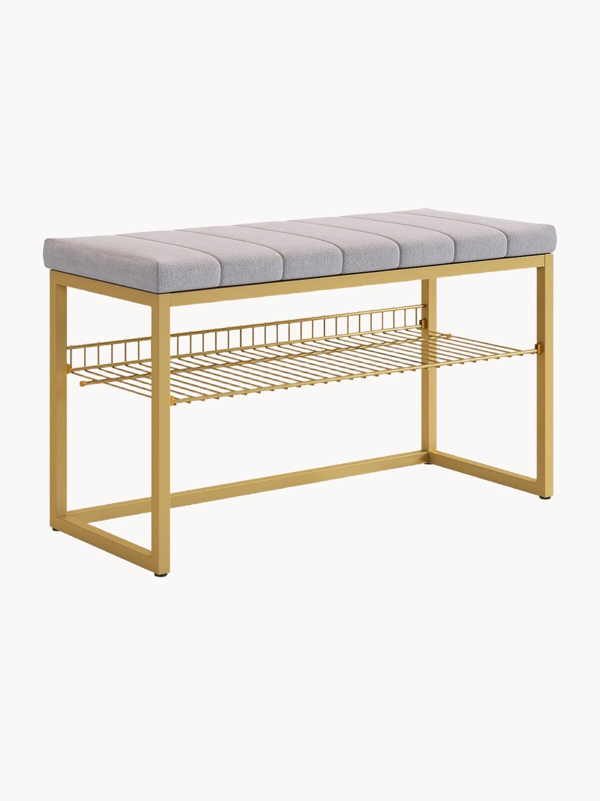 Обувница в прихожую с мягким сиденьем "Классная 2", цвет Золото/оникс (велюр), Mebelson