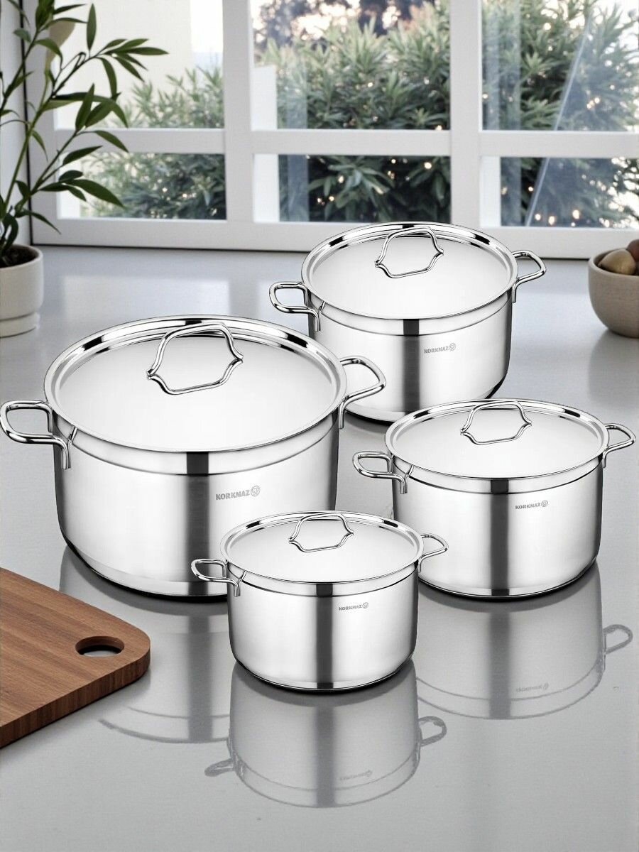 Набор кастрюль Alfa из нержавеющей стали 8 предметов