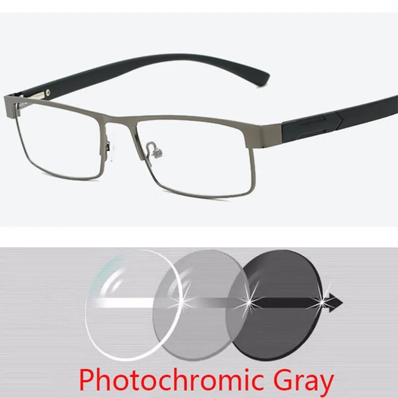Мужские очки для чтения BINSYSU, титановый сплав, прозрачные линзы, -1.0 gray frame gray, Customize