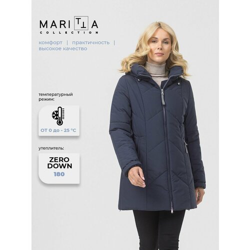 фото Куртка maritta осень-зима 2024, размер 38, темно-синий