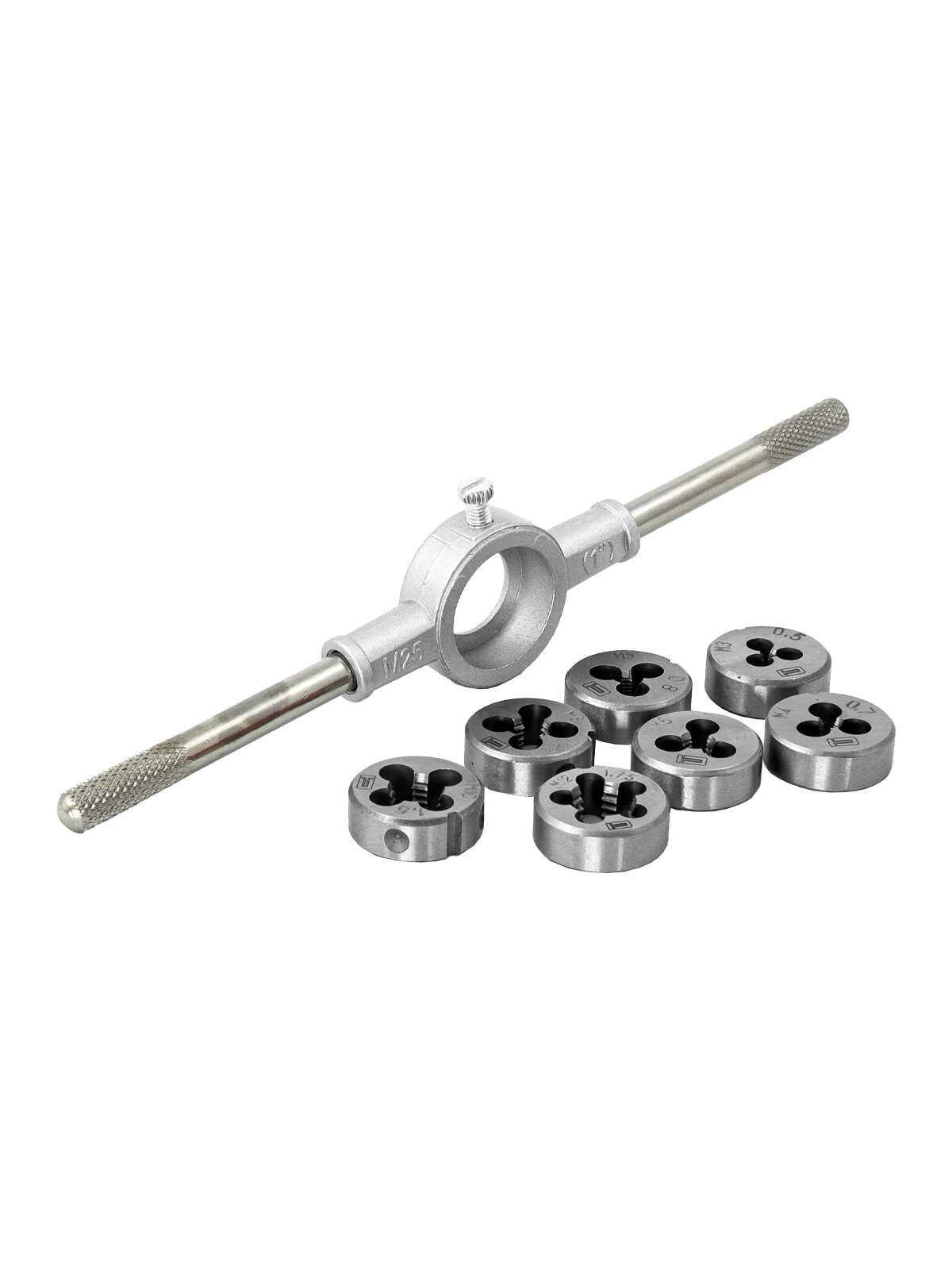 Плашка для нарезки резьбы / набор Сибртех М3-М12 8 предметов легированная сталь 9ХС закаленные рабочие части 77309