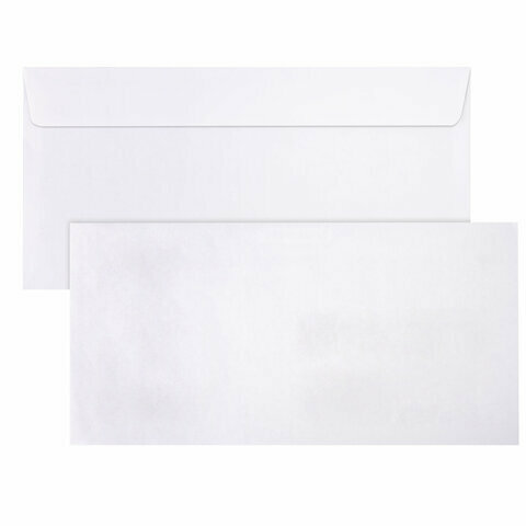 Конверты Е65 (110х220 мм), отрывная лента, внутренняя запечатка, комплект 100 шт, BRAUBERG, 112193