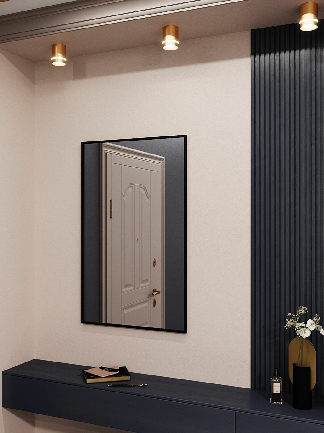 Зеркало в ванную в алюминиевой раме MOONRISE 110х70 см. Черное