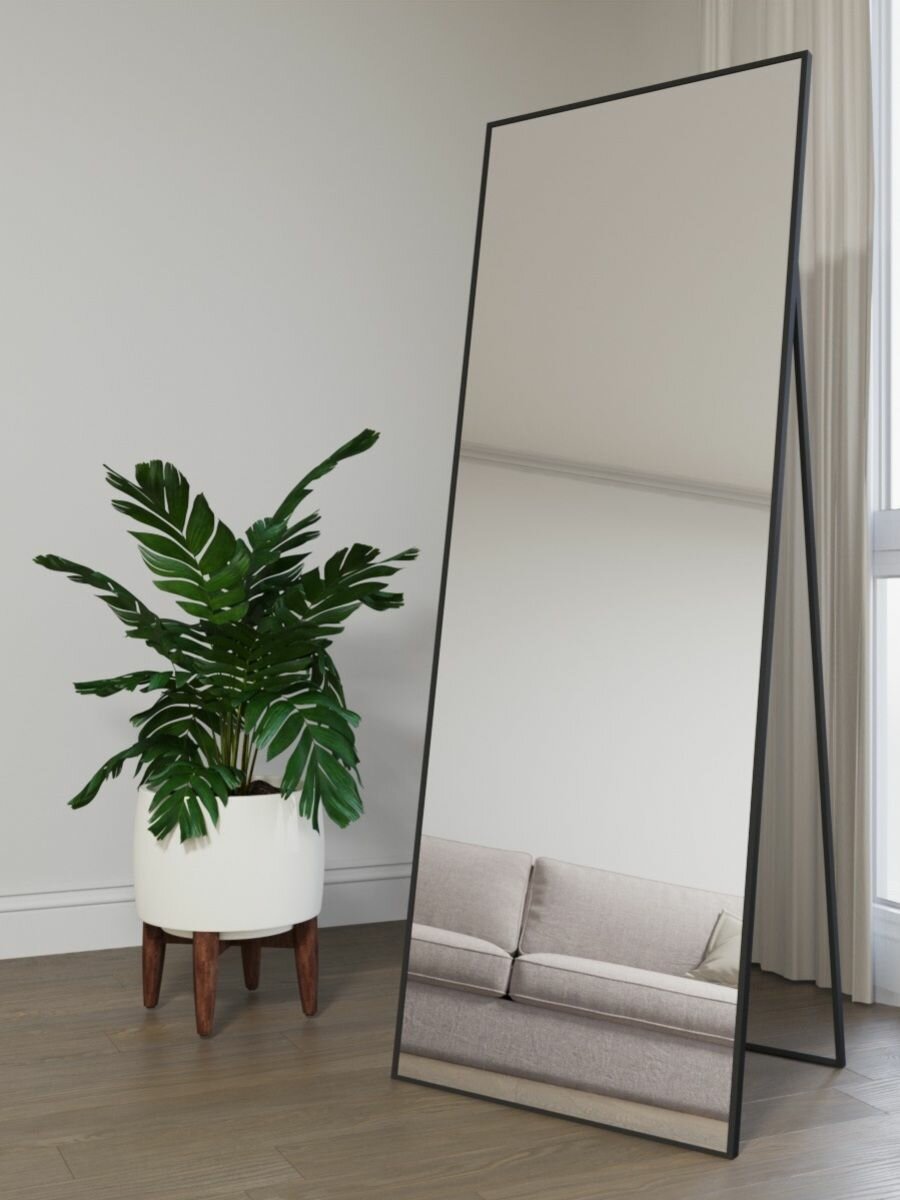 Зеркало настенное 170х70 см. BLX MIRROR интерьерное в алюминиевой раме напольное, Черное