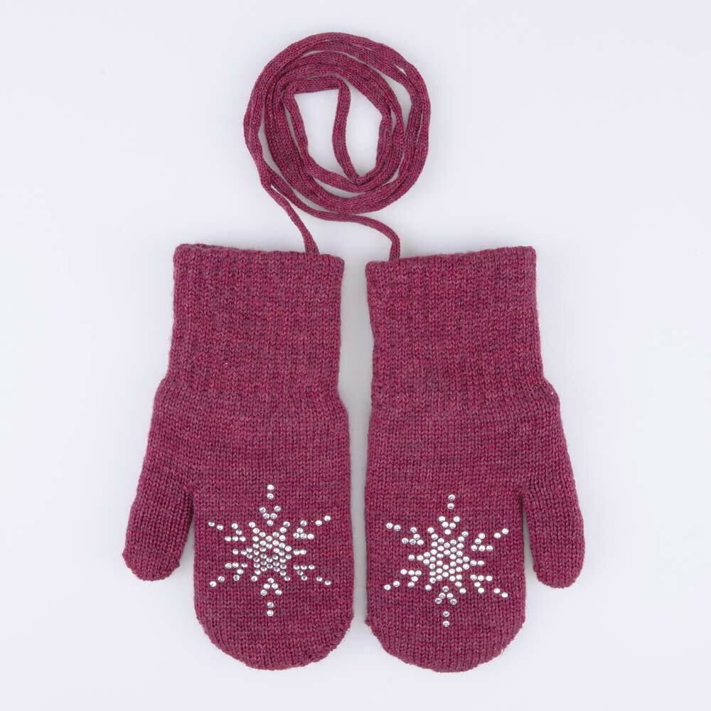 Варежки КОТОФЕЙ для девочек размер 7-8 лет бордовый