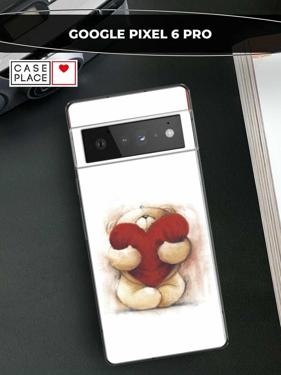 Чехол на Google Pixel 6 Pro / Гугл Пиксель 6 Pro с принтом "Мишка с сердцем 1"