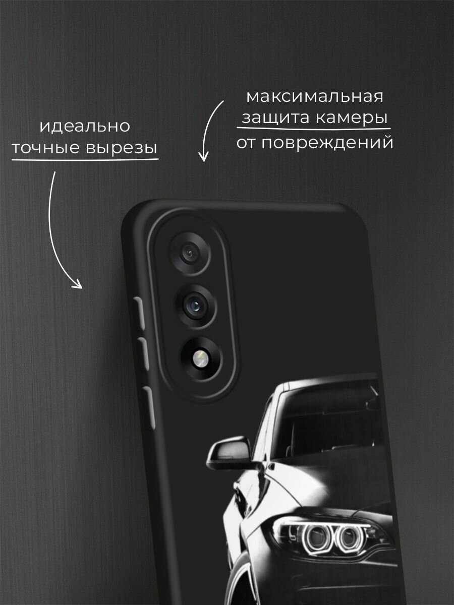 Черный матовый чехол на OnePlus Nord 5 / Ван Плас Норд 5 с принтом "Крутая черная машина" — фото 1
