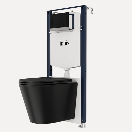 Изображение товара Комплект 3в1: инсталляция, подвесной унитаз черный и клавиша смыва черная IDDIS Бэйсик (Basic) BASCABBi73