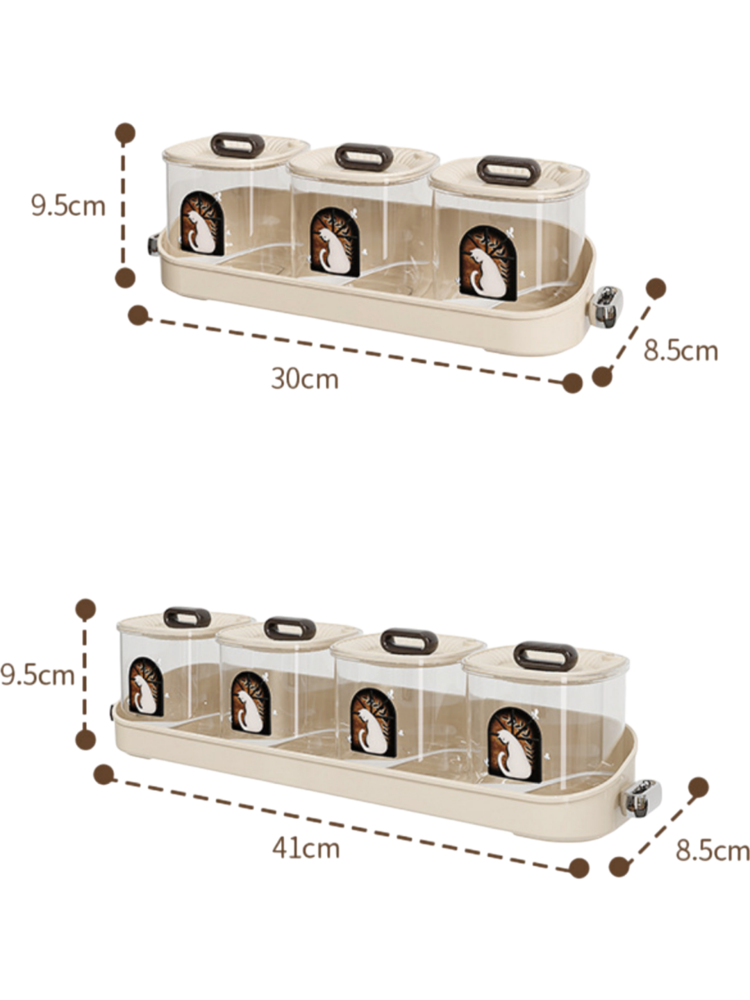 Контейнер для специй, пищевой пластик, с крышками и ложками, мультяшный дизайн, 3 секции. — фото 1