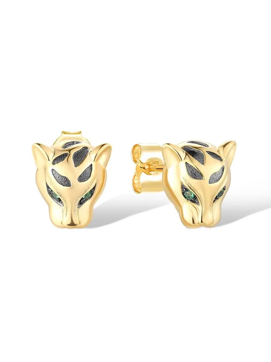 Серьги пусеты, серебро, 925 проба, изумруд синтетический