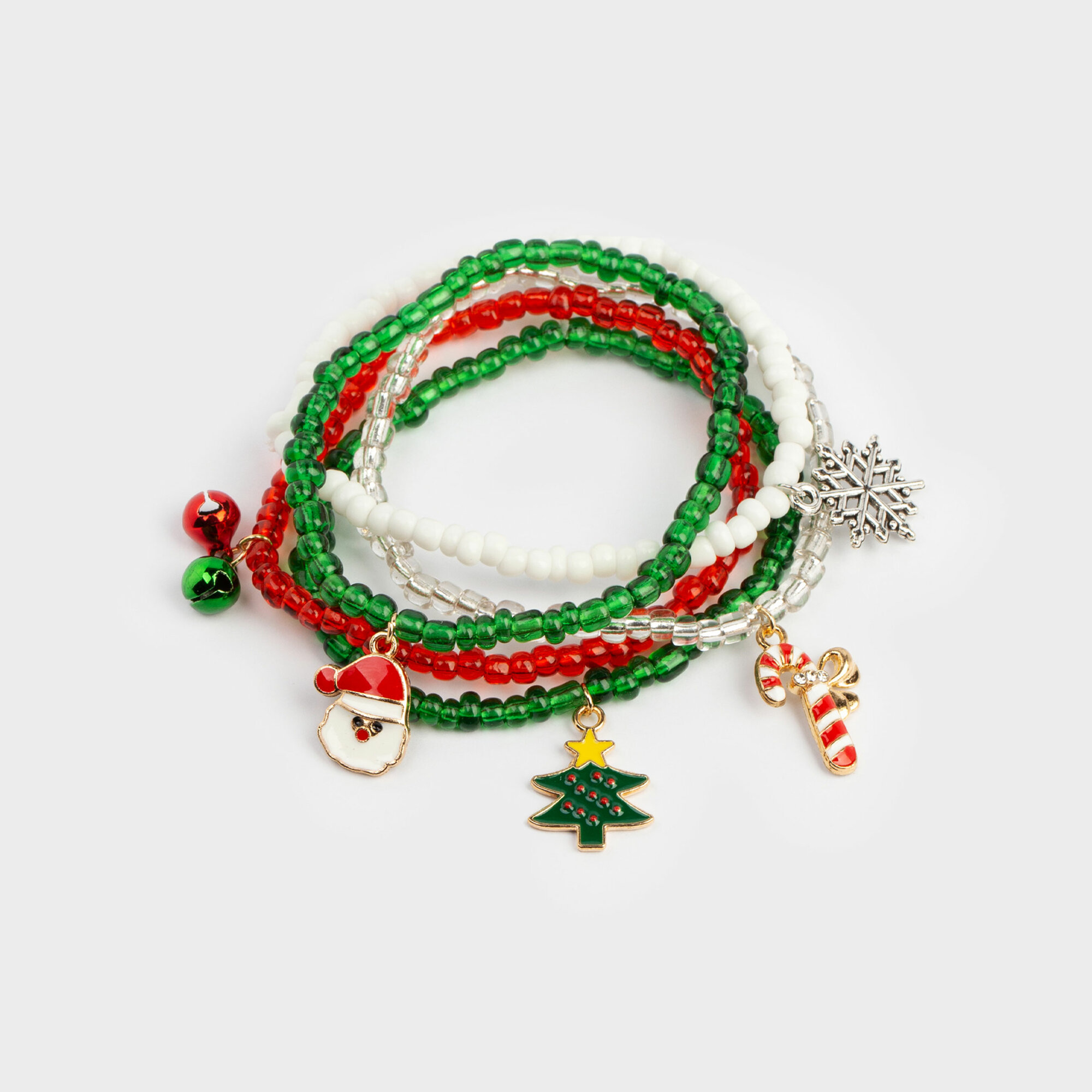 Набор браслетов 16 см 5 шт детский металл/стекло цветной Новый год Jewelry christmas