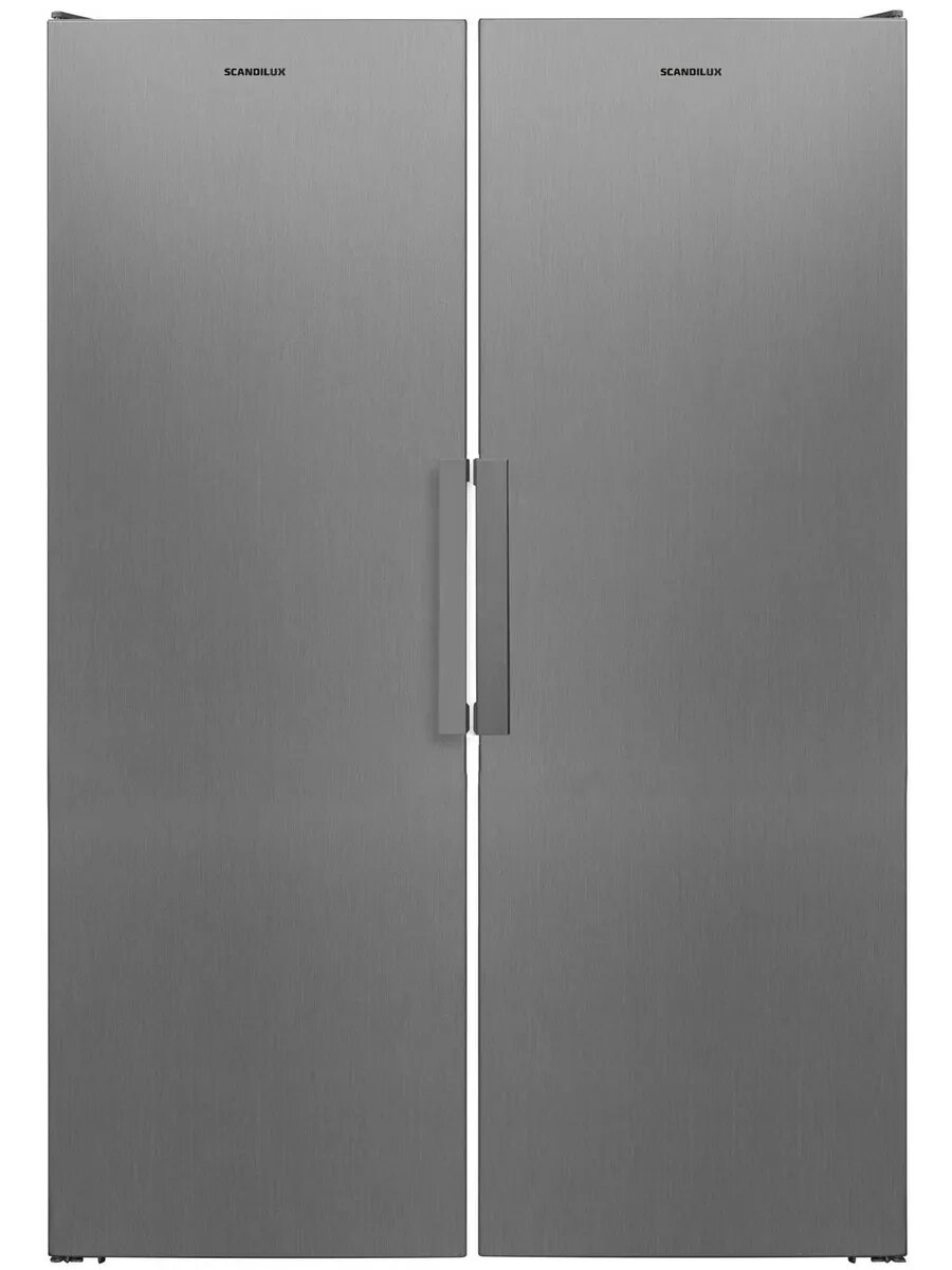 Холодильник Side-by-Side Scandilux SBS404Z01X (R404Z01X + FN307E01X) серебристого цвета