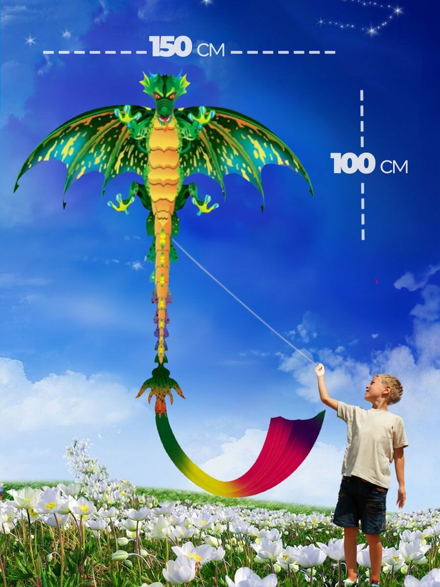 Воздушный Змей для ребенка большой Дракон — фото 1