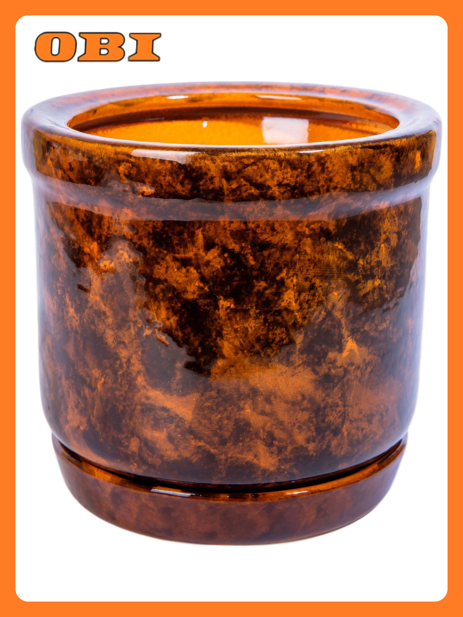 Горшок Цилиндр d29 см керамический коричневый c поддоном