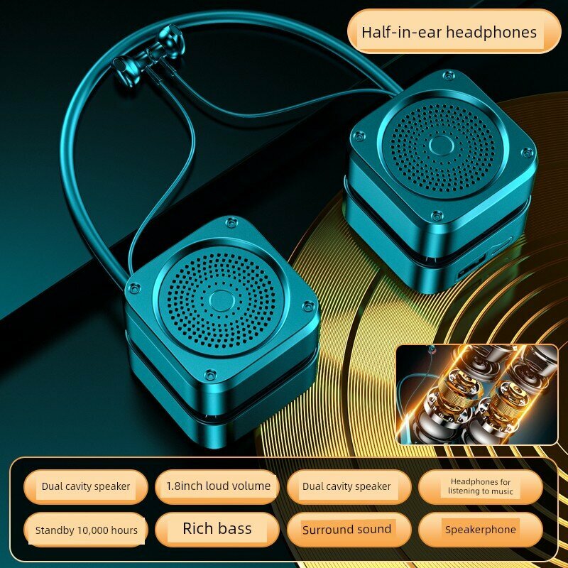 Комбо из наушников с Bluetooth, аккумулятора, колонки и карты памяти 128 ГБ с 10 000-часовым временем работы, черный,