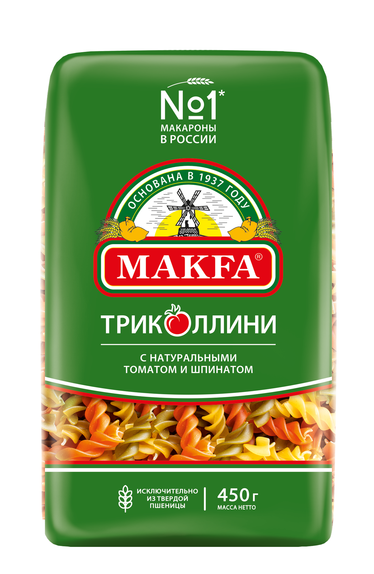 Makfa макароны триколлини спирали (fusilli tricolore), 450 г