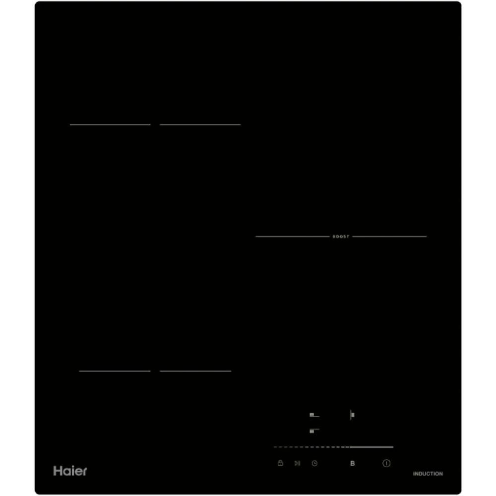 Индукционная варочная панель Haier HHK-Y53TTB, ширина 45см, 3 конфорки, стеклокерамика RU, Черный