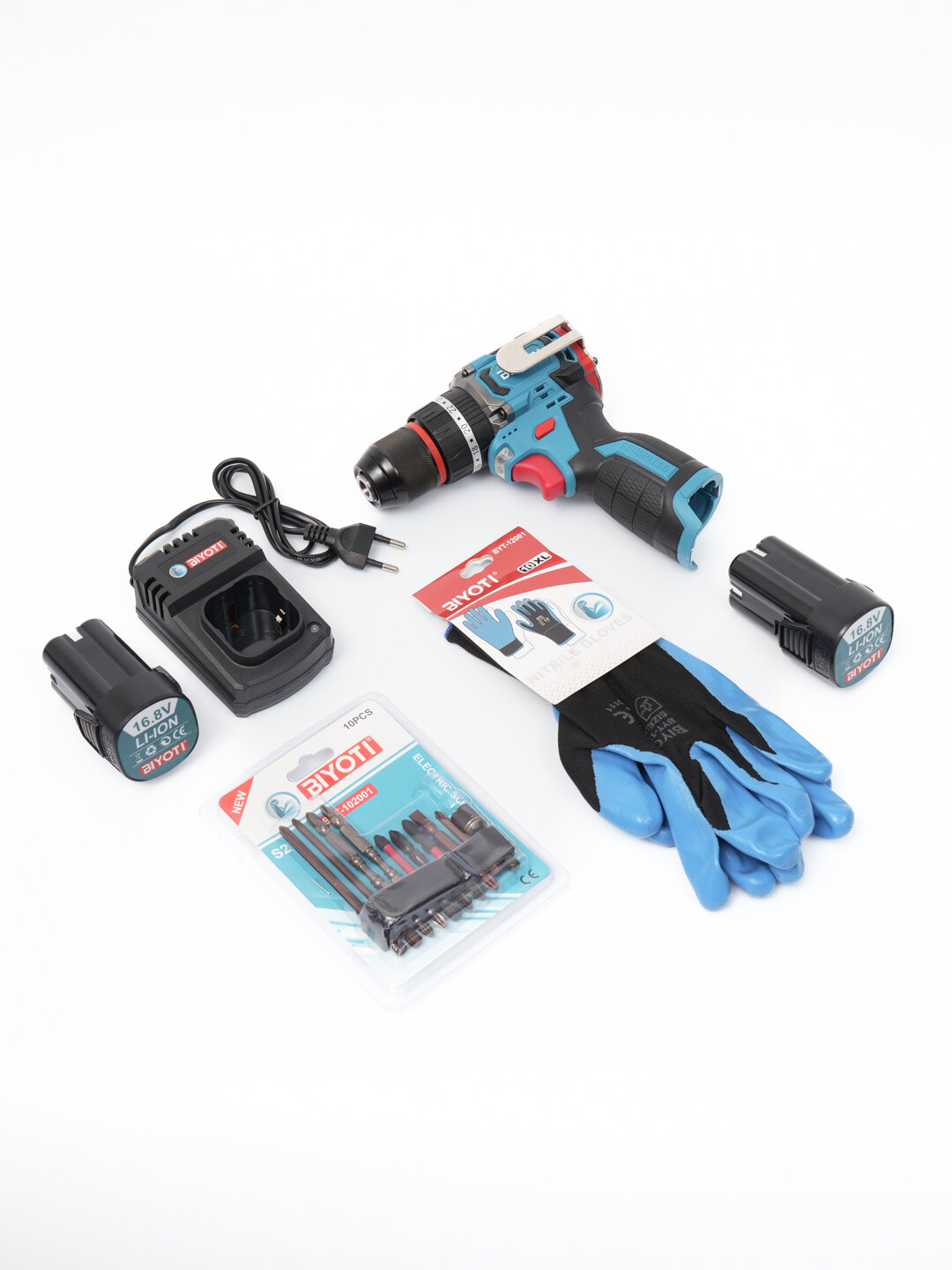 Шуруповерт Biyoti BYT-CD1015C, быстрозажимной патрон, 2 батареи, кейс