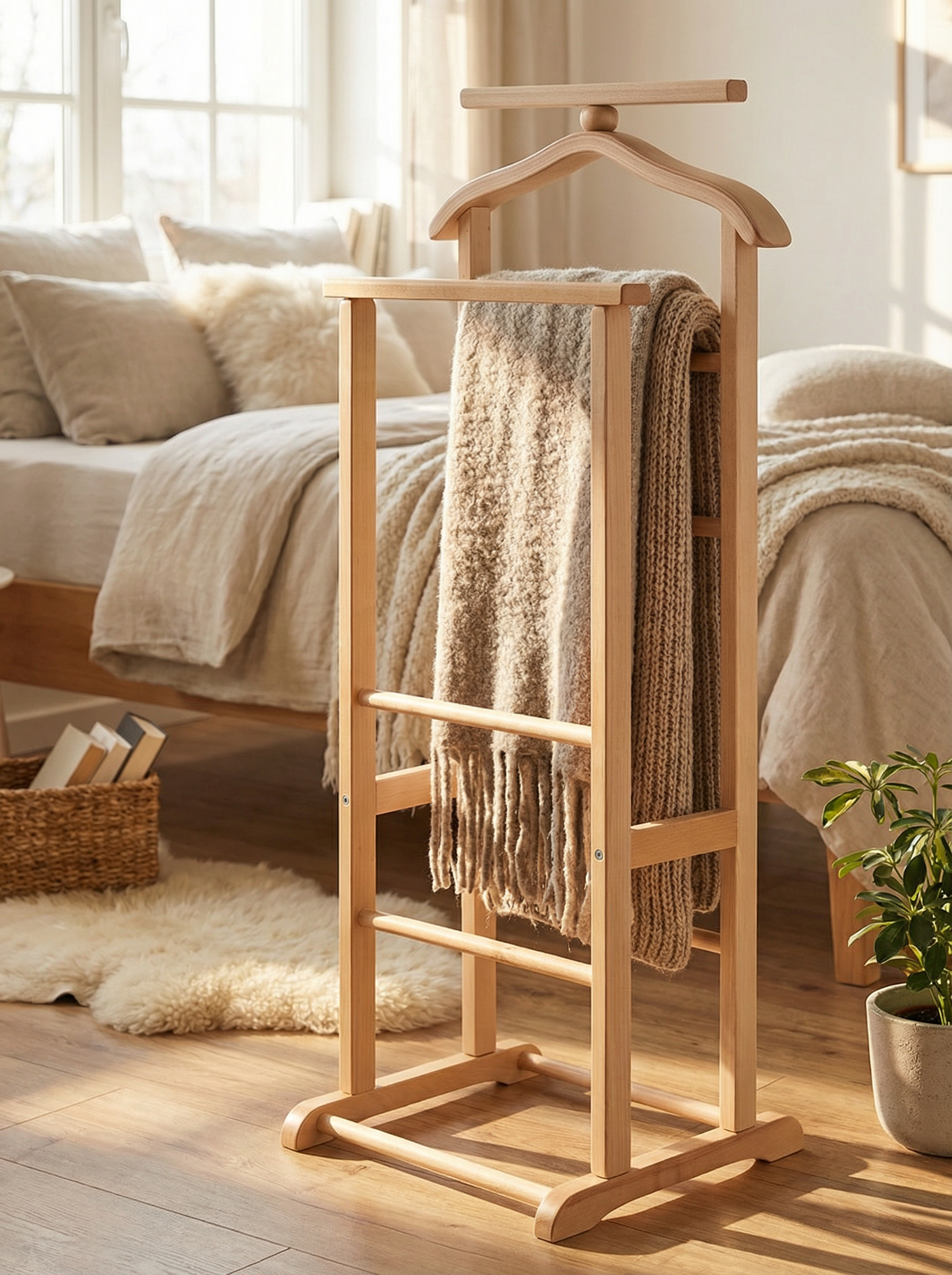 Вешалка костюмная В 9Н светло-коричневый, для одежды, для брюк, напольная