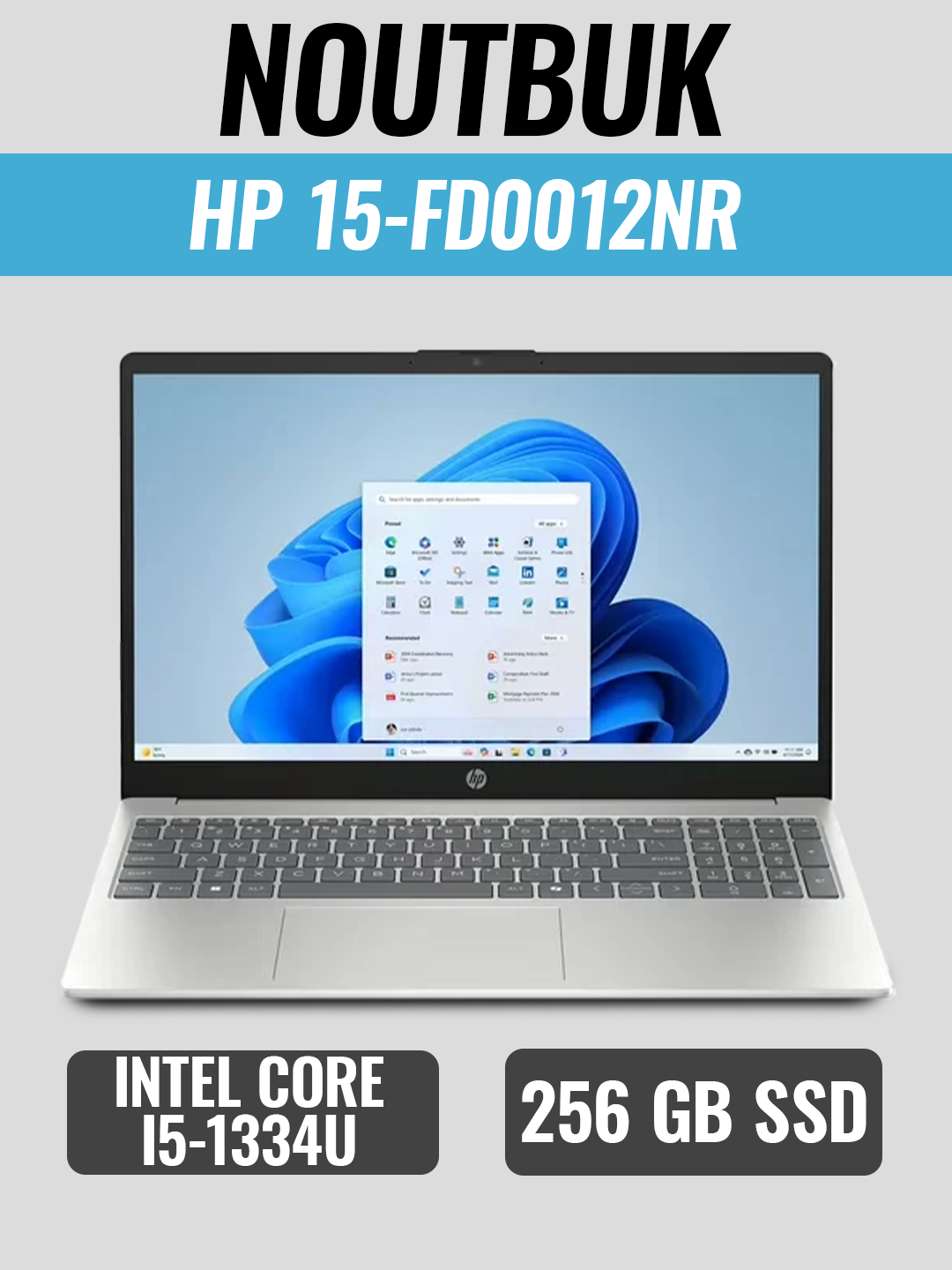 HP 15-Fd0012nr (2D3) (Intel Core i5-1334U/ DDR4 8GB/ SSD 256GB/ 15.6" HD/ Intel Iris Xe graphics