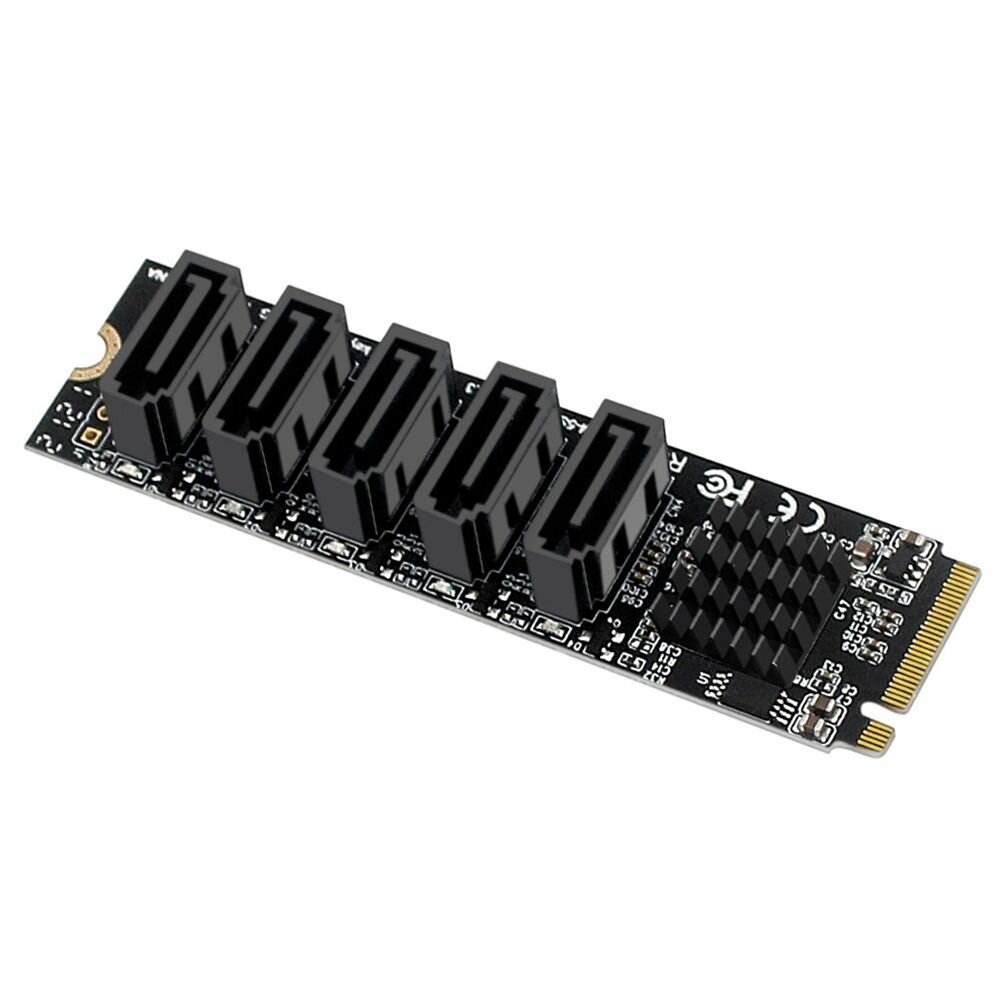 Контроллер PCIe M.2 (JMB585) 5 x SATA, SATA 3.0 (6Gb/s) (ORIENT M2-J585S5) — фото 1