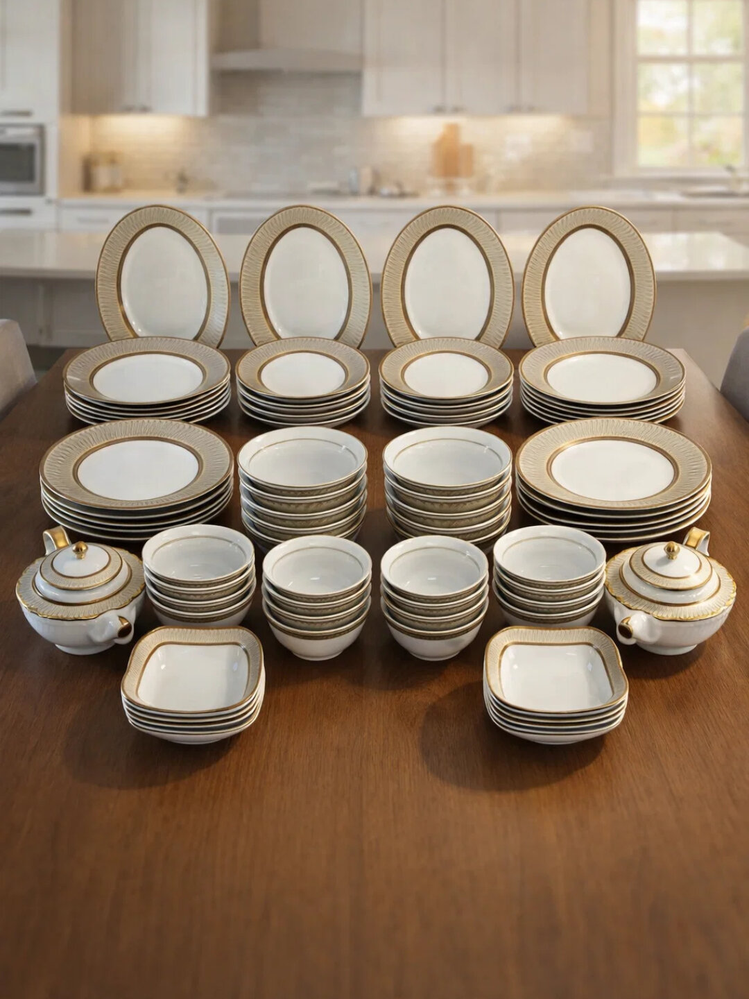 Фарфоровый набор столовой посуды, 60 предметов, на 12 персон