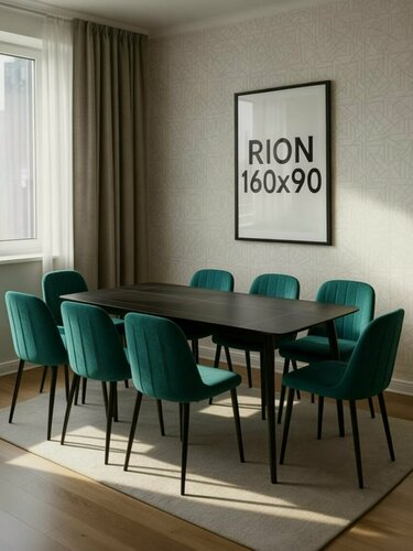 Изображение товара Керамический стол SIGNAL RION 160х90 *надежное крепление столешницы*, черный/черный матовый