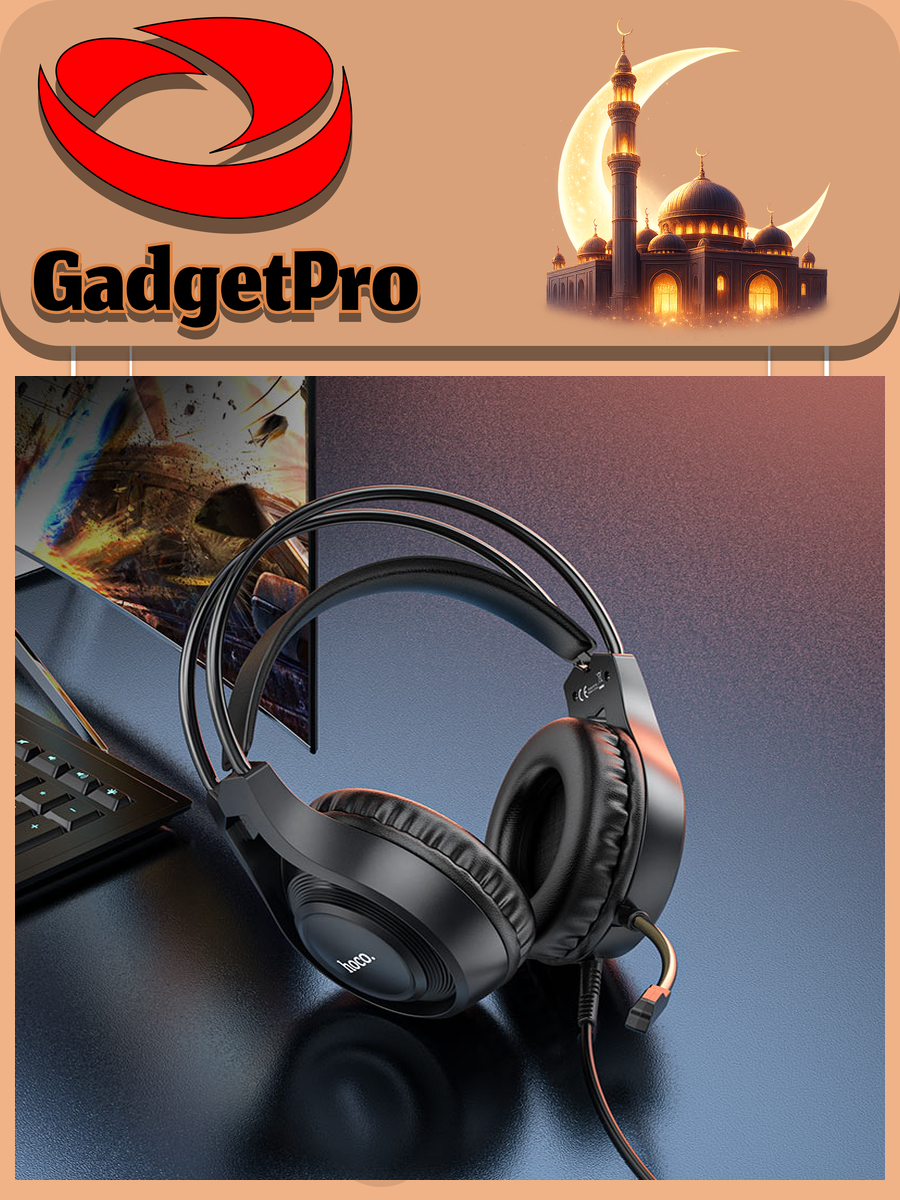 Игровые наушники W106 Tiger: игровая гарнитура с микрофоном, для ПК и PS, черный цвет, современный дизайн.