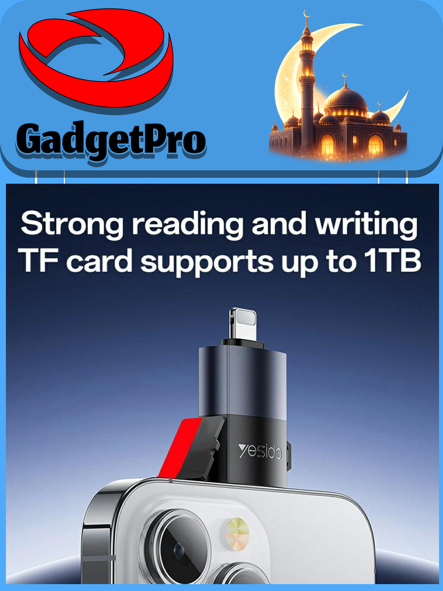 Картридер Yesido GS38 Lightning microSD для iPhone/iPad: USB 2.0, быстрый, надежный адаптер для карт памяти