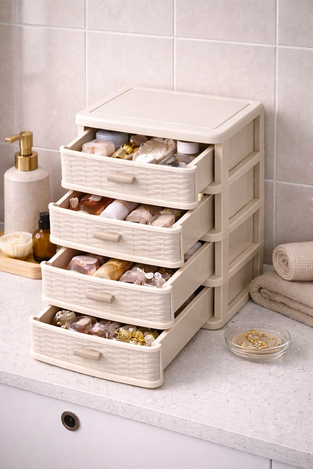 Мини-полка с двумя выдвижными ящиками Компактная мини-полка с двумя выдвижными ящиками