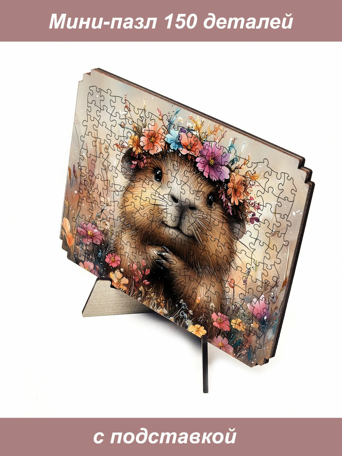 Пазл Алма мини 150 деталей. Цветочная капибара