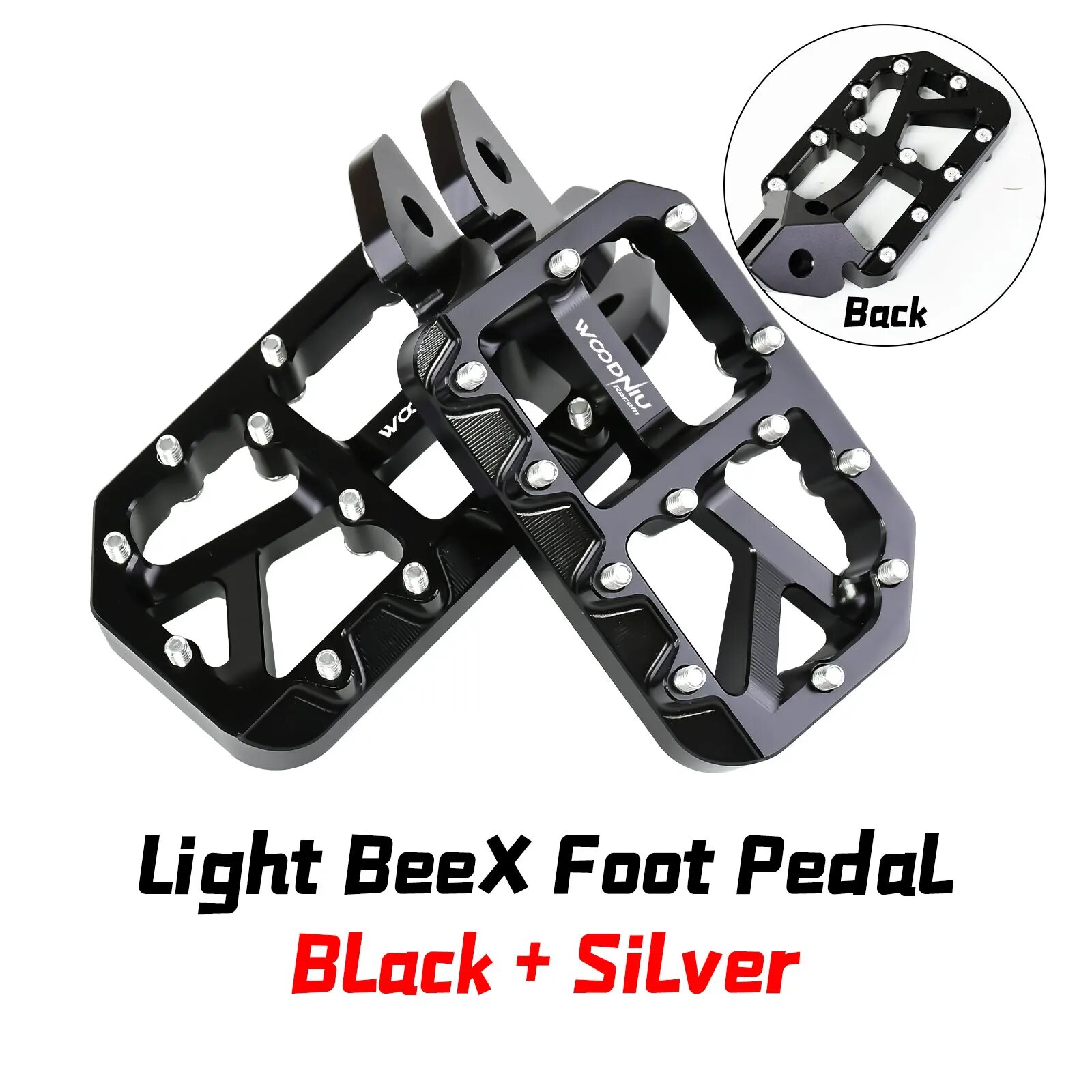 Новые кастомизированные модифицированные подножки (педали) для Surron Light Bee Черный, Black-Silver