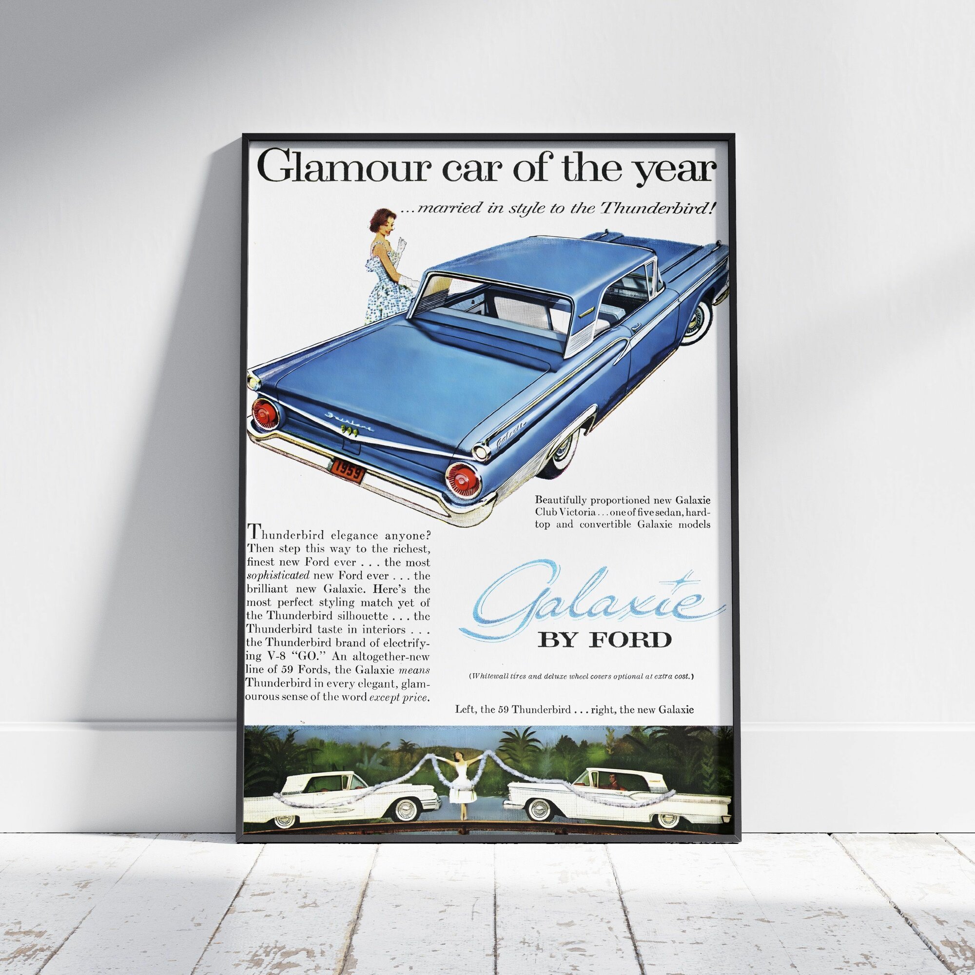 Плакат на стену для интерьера Лоурайдер (Ford Galaxie 4) - Постер по тюнингованным автомобилям формата А3 (30x42 см)