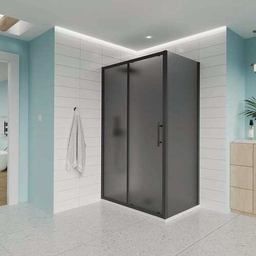 Изображение товара Душевой уголок Veconi Evo SP GR Grey, 140х120, стекло тоннированое матовое, профиль брашированный графит