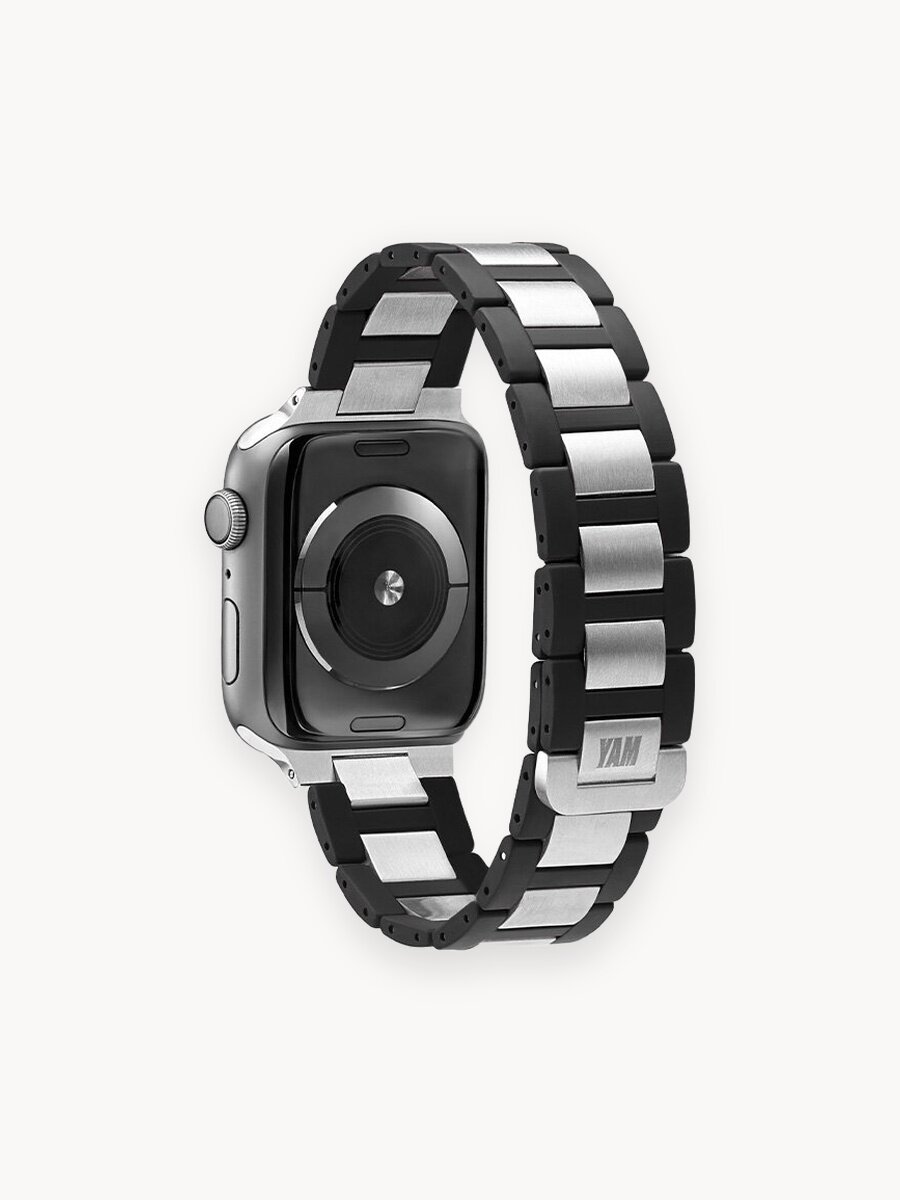 Ремешок для часов Apple Watch 38/40/41/42 mm, черный/серебристый