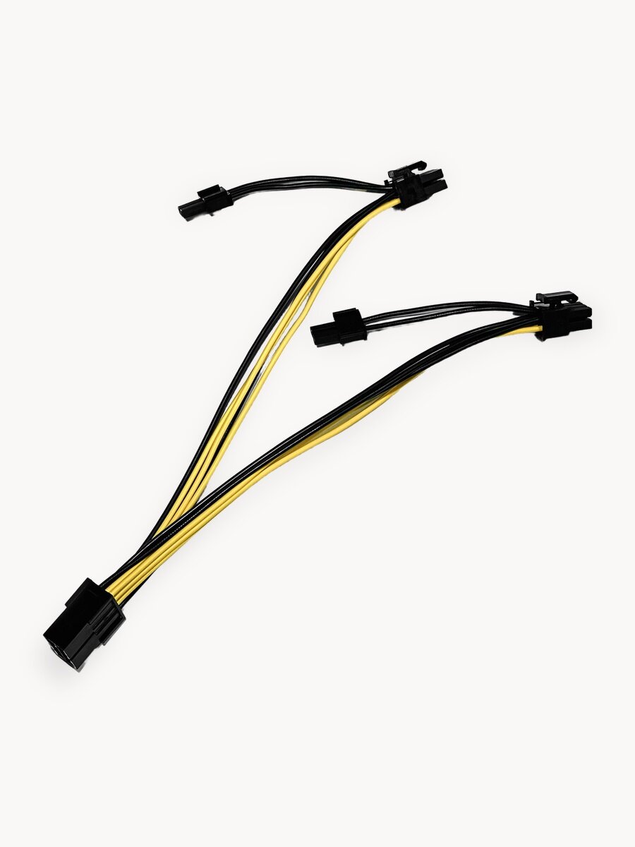 Переходник PCI-E 8 pin (6+2 pin) 22 см для видеокарты / 8-контактный GPU кабель разветвитель удлинитель питания для майнинга желтый