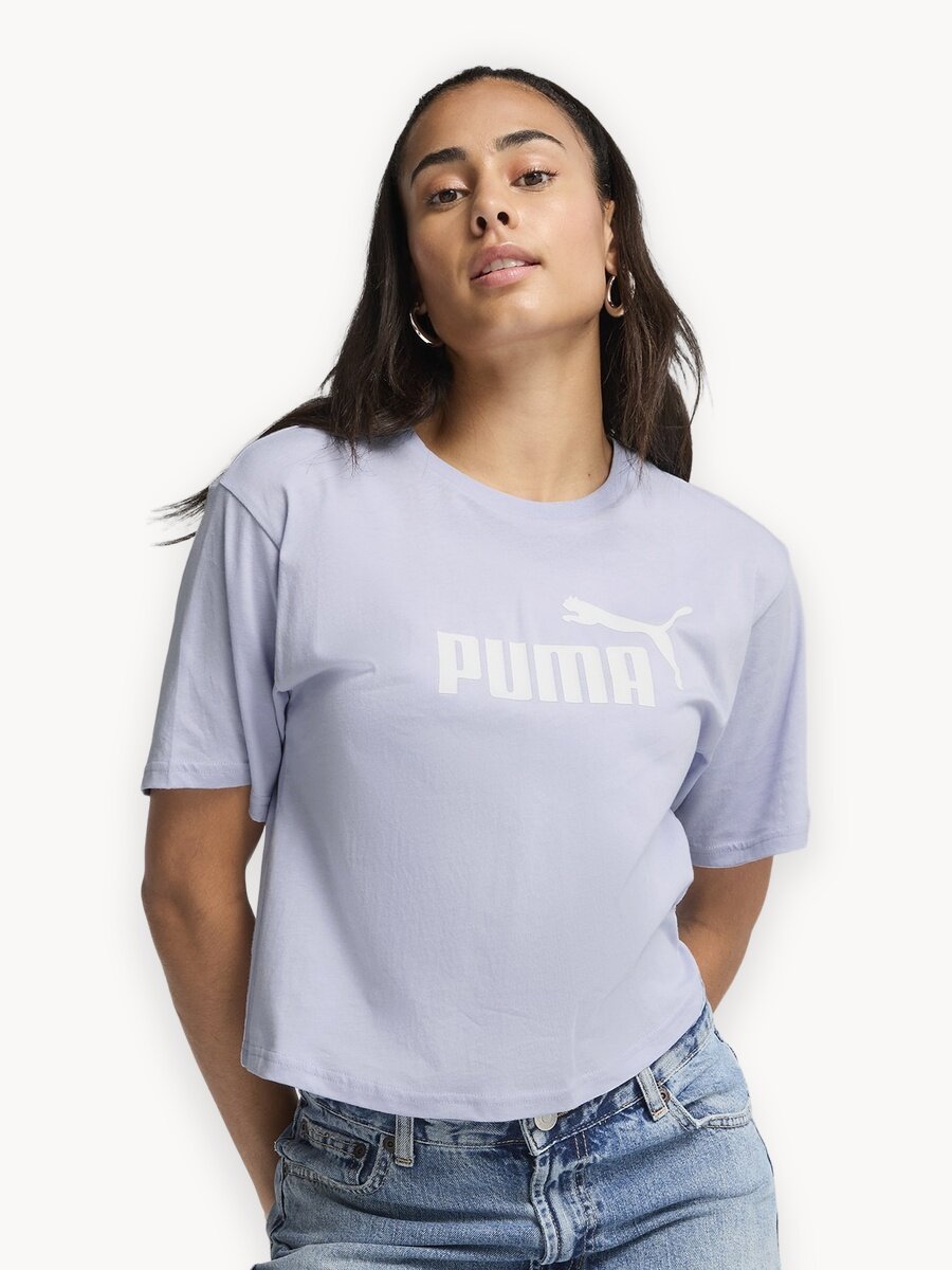 Футболка PUMA ESS Cropped No.1 Logo, размер M, голубой