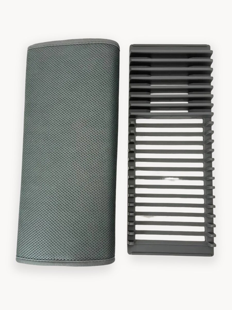 Коврик для сушки посуды с подставкой для тарелок 60x43 см серый / Коврик для посуды с подставкой