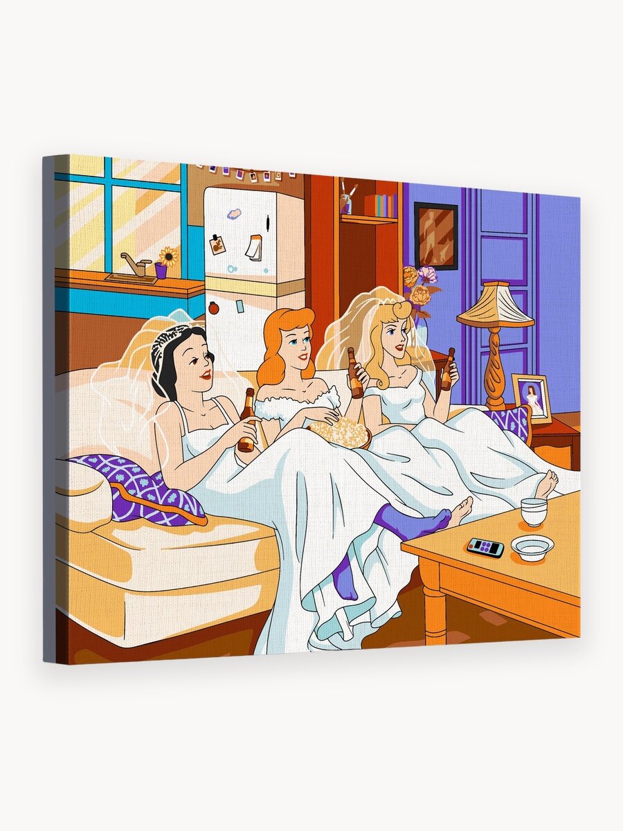 Картина по номерам на холсте с подрамником 40х50 см Friends Принцессы Дисней