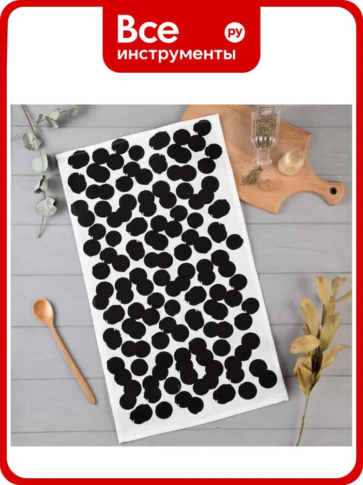 Полотенце Доляна кухонное Горох 35x60 см, 100% хлопок, 160 г/кв. м 5423102