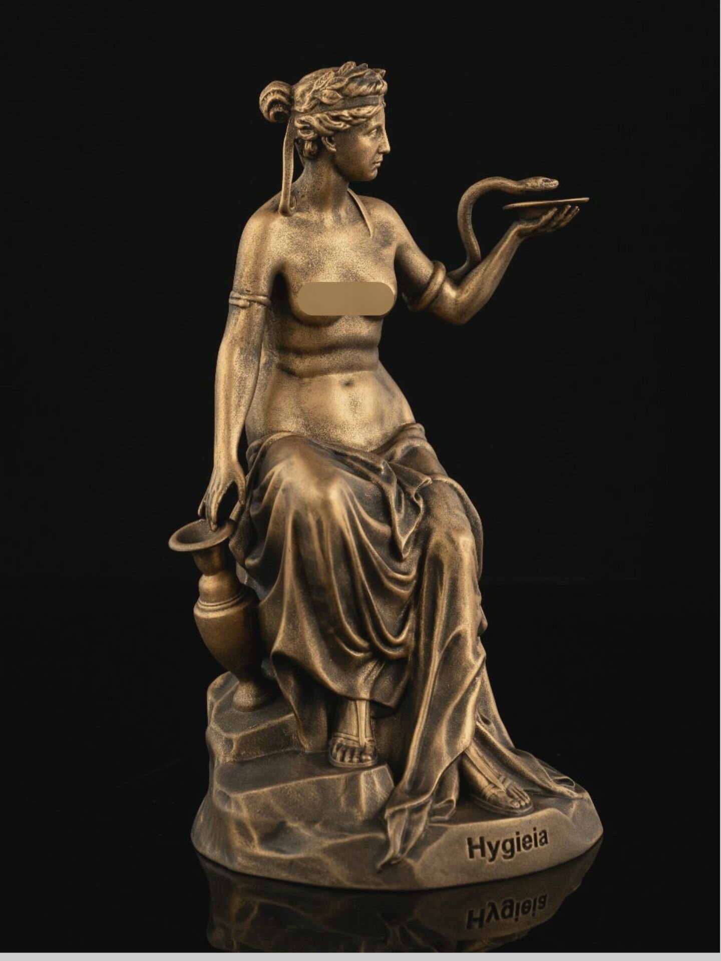 Статуэтка Гигея, литьевой мрамор, высота 17 см, цвет патина бронза — фото 1