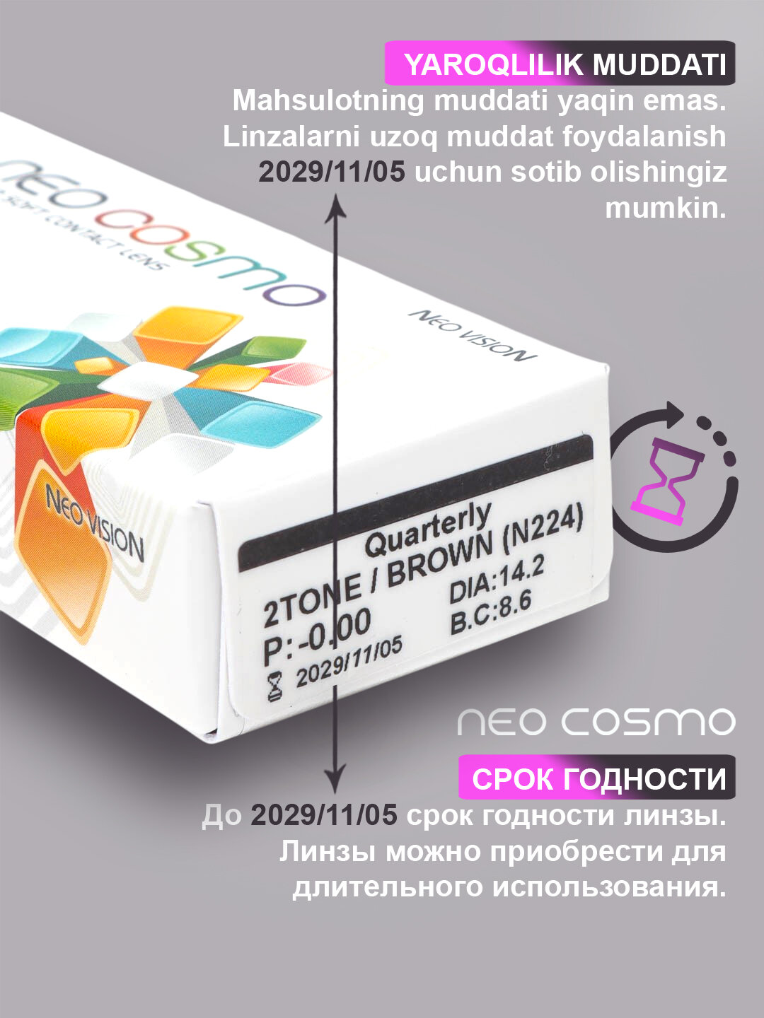 Контактные линзы для глаз, цветные линзы, NeoCosmo, черные линзы, с диоптриями и без — фото 1